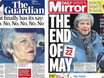 Portadas de los diarios 'The Guardian' y 'Daily Mirror' de este jueves.