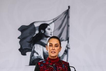 Claudia Sheinbaum durante la conmemoración de la Revolución Mexicana en Ciudad de México.