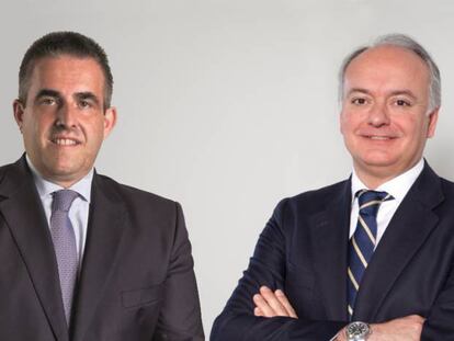 Víctor del Pozo, consejero delegado de El Corte Inglés (izquierda), y Javier Catena, responsable de la nueva unidad de negocio de Real Estate, en un fotomontaje facilitado por la propia empresa.