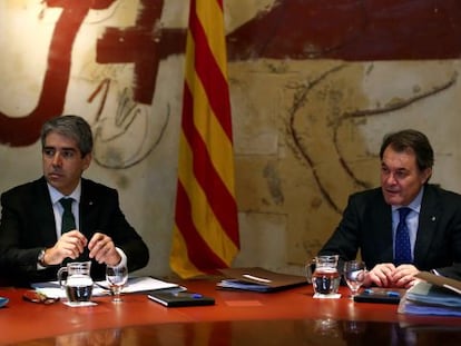 Artur Mas i Francesc Homs a la reuni&oacute; del Consell Executiu.