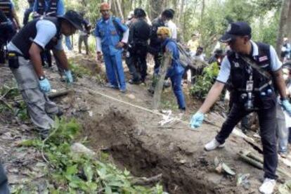 Una fosa común hallada el 2 de mayo en el sur de Tailandia.