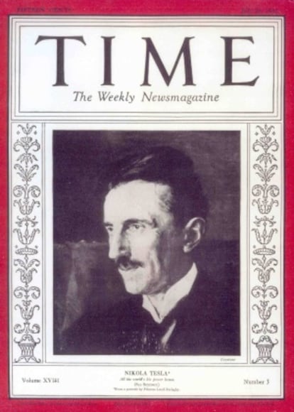 Tesla on the cover of ‘Time’ magazine in 1931 in celebration of his 75th birthday.