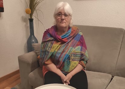 Celia Betbeder este viernes en un piso del centro de Madrid