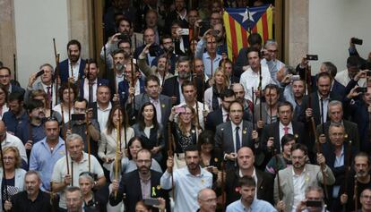 Alcaldes de Catalunya es van prestar a proclamar la seva fidelitat a la rep&uacute;blica.