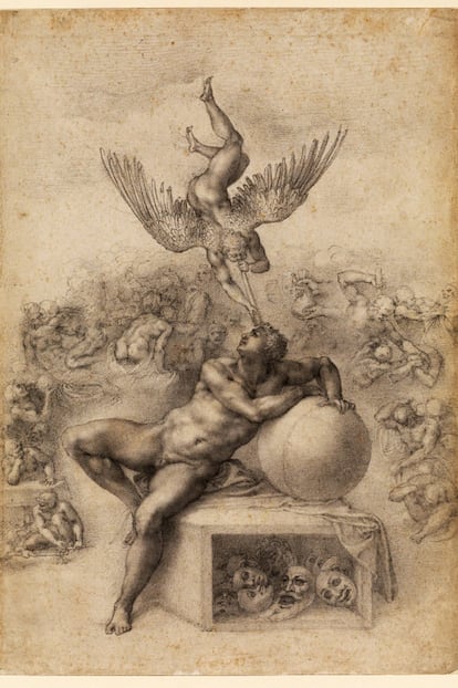 <i>El sueño,</i> dibujo de Miguel Ángel realizado tras conocer a Cavalieri.