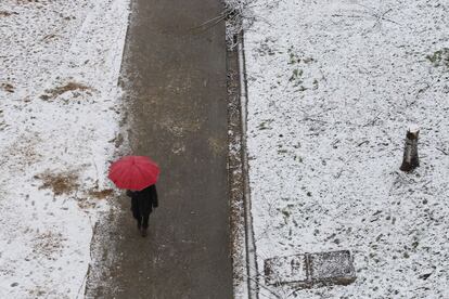 Una persona camina per un parc de Terrassa.