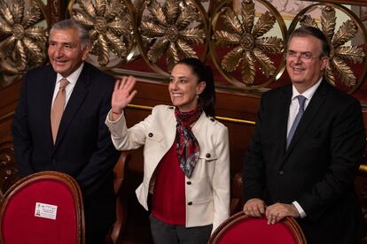 Los tres aspirantes a la candidatura de Morena para las elecciones de 2024: Adán Augusto López, Claudia Sheinbaum y Marcelo Ebrard