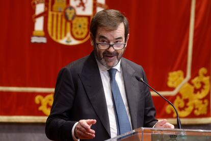 El presidente del Consejo General del Poder Judicial (CGPJ), Vicente Guilarte, en un acto en el CGPJ en diciembre pasado.