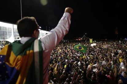 Marchers demonstratiing in Brasilia.