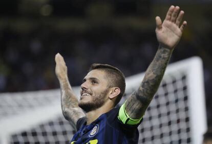 Icardi celebra su gol contra la Juventus.