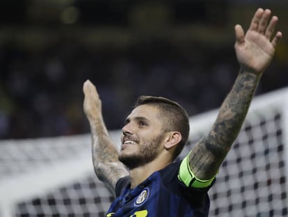 Icardi celebra su gol contra la Juventus.