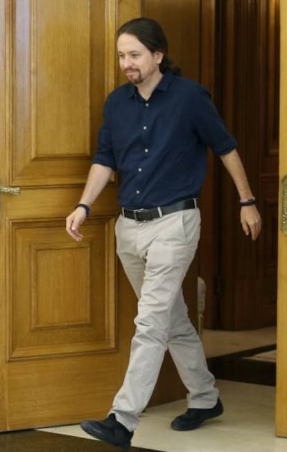 Pablo Iglesias, el pasado jueves antes de su reunión con el Rey.