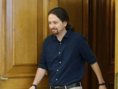 Pablo Iglesias, el pasado jueves antes de su reuni&oacute;n con el Rey. 