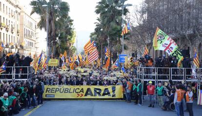 Cabecera de la manifestación de este tarde convocada por la ANC.