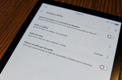 Opciones de pantalla en el Kindle ColorSoft