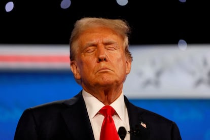 Republican candidate Donald Trump during the debate at the CNN studios in Atlanta.