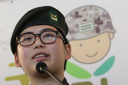 La sargento Byun Hee-soo, en una rueda de prensa en enero de 2020