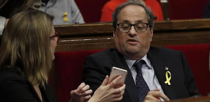 Quim Torra inside the Catalan parliament.