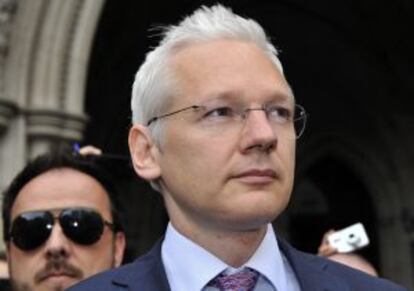 Julian Assange en Londres durante su proceso.