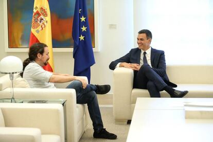 Iglesias y Sánchez en Moncloa.