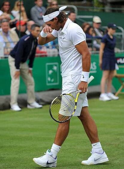 Rafael Nadal, en su partido de exhibición contra Lleyton Hewitt.