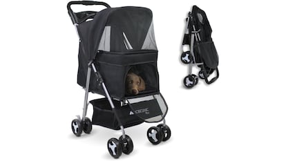 Cochecito para perros con mosquitera.