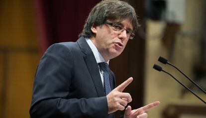 Puigdemont el jueves en el Parlament.