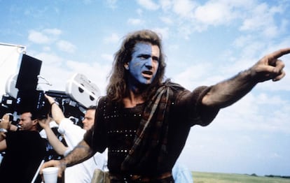 Mel Gibson, durante a filmagem de 'Coração Valente’, filme que dirigiu e protagonizou em 1995.