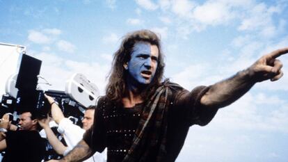 Mel Gibson, durante a filmagem de 'Coração Valente’, filme que dirigiu e protagonizou em 1995.