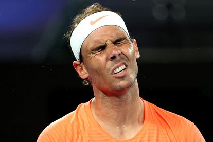 Nadal, en un instante del partido contra Tsitsipas en la Rod Laver Arena de Melbourne.