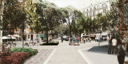Imatge de la futura plaça del carrer Tamarit amb Borrell.