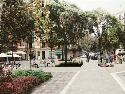 Imatge de la futura plaça del carrer Tamarit amb Borrell.