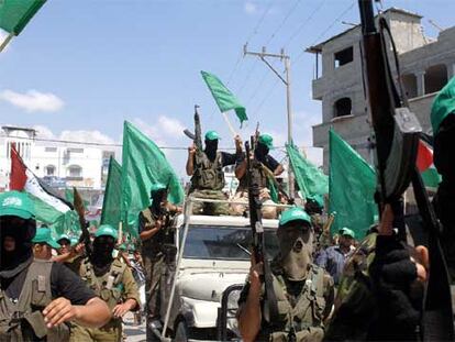 Parada militar de Hamás en el campo de refugiados de Yabalia, en Gaza.