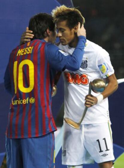 Messi y Neymar, en el Mundialito de clubes de 2011.