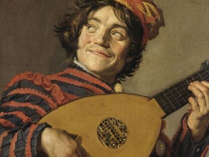Detalle de 'Músico con laúd' de Frans Hals.