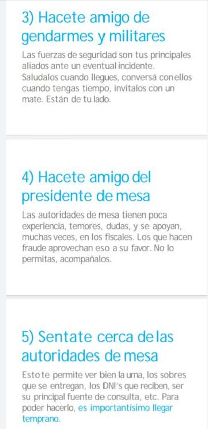 Captura del manual de fiscalización de Juntos por el Cambio.