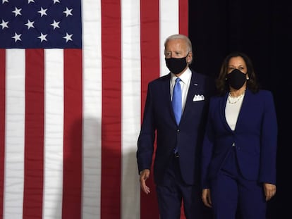 Biden y Harris a su llegada al evento en Delaware.