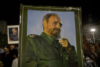 Una imagen de Fidel Castro durante la ceremonia en su honor, en la Plaza de la Revolución. 