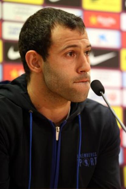 Javier Mascherano en la rueda de prensa.