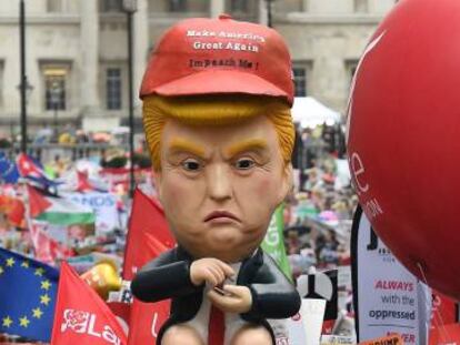 Protestas en Londres por la reciente visita de Donald Trump