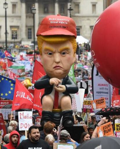 Protestas en Londres por la reciente visita de Donald Trump