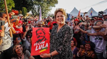 Dilma Rousseff en un acto electoral en la ciudad de Curitiba el pasado abril.