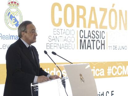 Florentino Pérez, este viernes en un acto del Madrid.