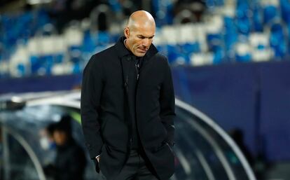 Zidane, durante el partido contra el Inter en el Alfredo di Stéfano.