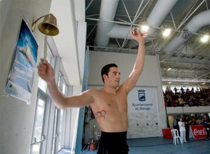 Rafael Muñoz, tras batir el récord de 100m mariposa.