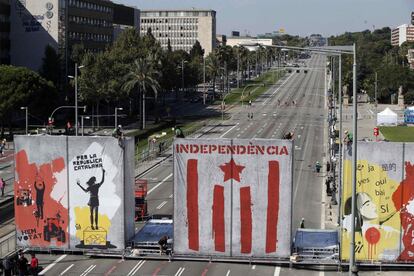 L'entrada a Barcelona per la Diagonal, engalanada de bon matí.