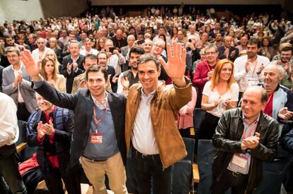 Caballero y S&aacute;nchez, este domingo durante el congreso del PSdeG.