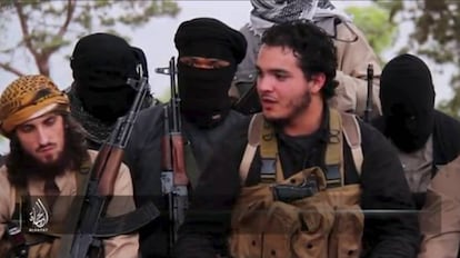 Still shot of an ISIS video showing European jihadists.