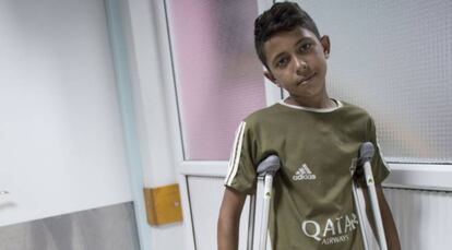 Mohammed, de doce años, resultó herido el 14 de mayo de 2018.