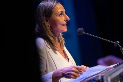 La consejera de Igualdad y Feminismo, Eva Menor, en el acto institucional del 28J.